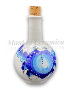 Bottiglia a palla con tappo in sughero in ceramica di Vietri Linea Mare Magnum