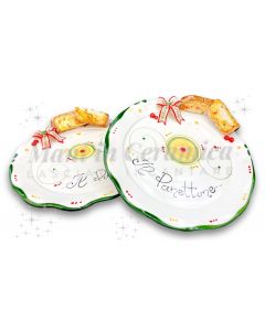 Piatto smerlato Natale per panettone in ceramica di Vietri 
