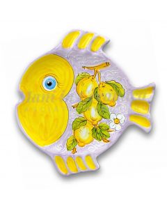 Piatto Pesce Rotondo in ceramica vietrese DECORO LIMONE VIETRI