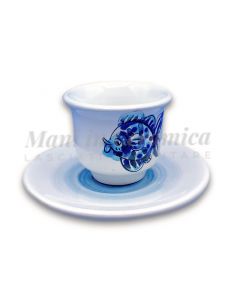 Tazzina caffè con piattino in ceramica di Vietri Linea Mare