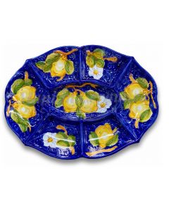 Antipastiera Ovale Monoblocco in ceramica vietrese DECORO LIMONE VIETRI