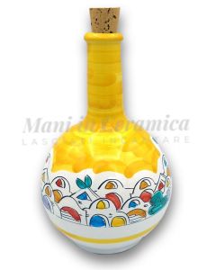 Bottiglia in Ceramica Vietrese a Palla (tappo in sughero) DECORO NAIF