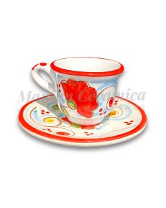 Tazzina + Piattino Caffè in ceramica vietrese DECORO PRIMULA NEW