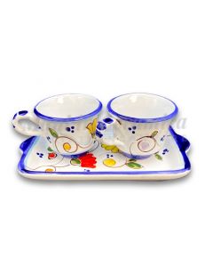 Servizio Caffè X 2 in ceramica vietrese DECORO PRIMULA NEW