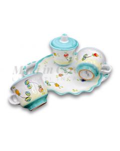 Servizio Caffè X 2 + Zuccheriera in ceramica vietrese DECORO CAMPANELLE