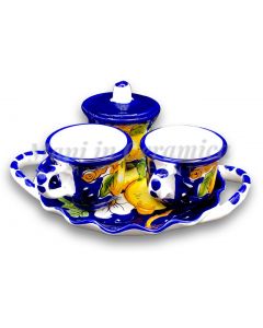 Servizio Caffè X 2 + Zuccheriera in ceramica vietrese DECORO LIMONE VIETRI