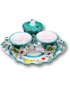 Servizio Caffè X 2 + Zuccheriera in ceramica vietrese DECORO NAIF