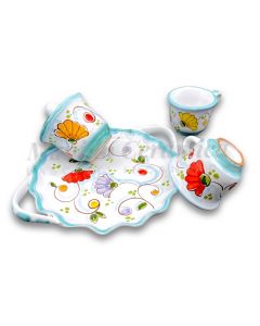 Servizio Caffè X 2 + Zuccheriera in ceramica vietrese DECORO PRIMULA NEW